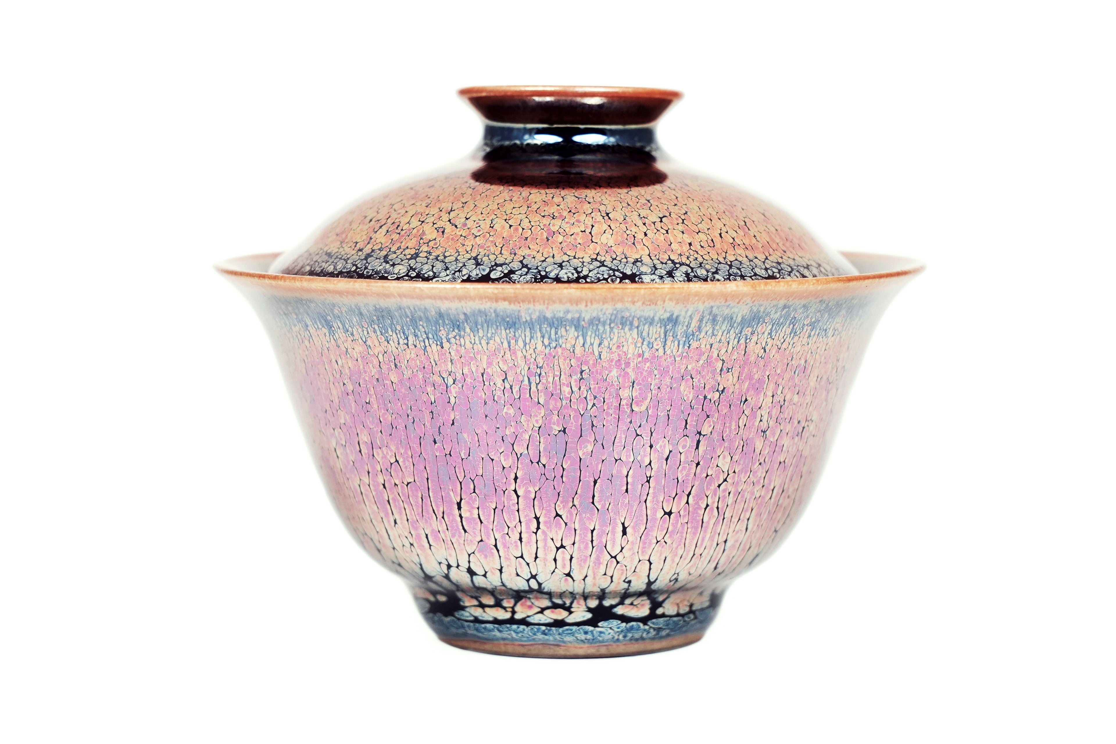 Juego de té JianZhan con gotas de aceite rosa de forma de yuanbao