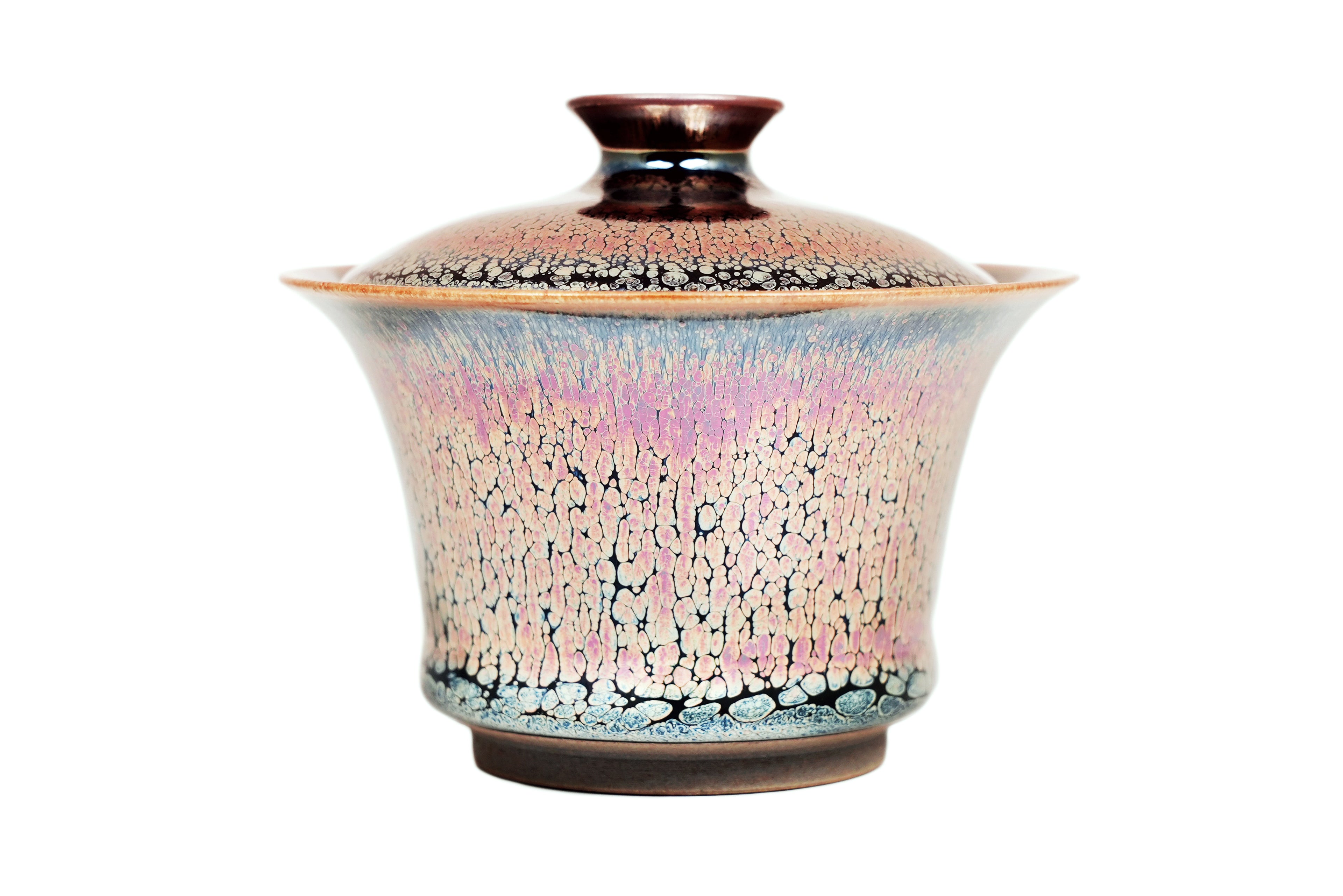 Horseshoe-shaped rose-pink Oil Drop Jianzhan Tea Set